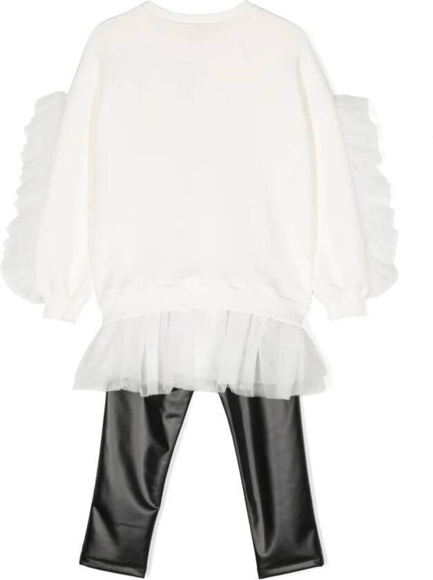 TWINSET Kids Sweater en legging met logoprint Beige