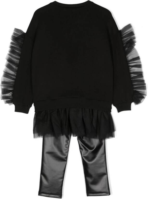 TWINSET Kids Sweater en legging met logoprint Zwart