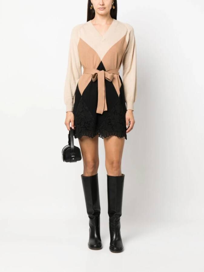 TWINSET Mini-jurk met vlak van kant Zwart