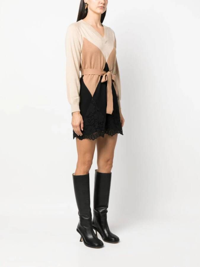 TWINSET Mini-jurk met vlak van kant Zwart