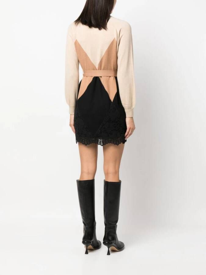 TWINSET Mini-jurk met vlak van kant Zwart