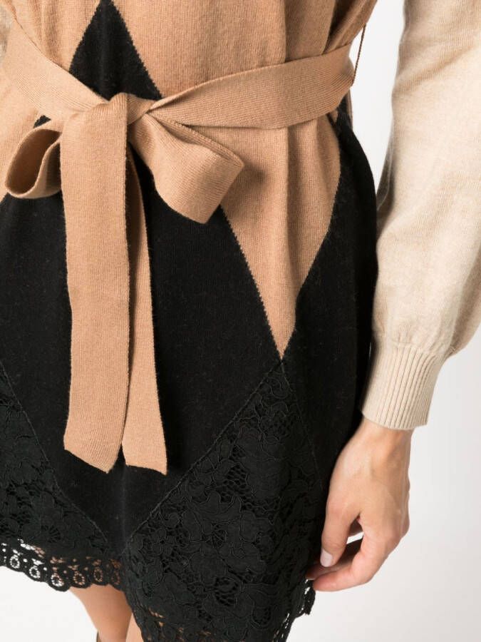 TWINSET Mini-jurk met vlak van kant Zwart