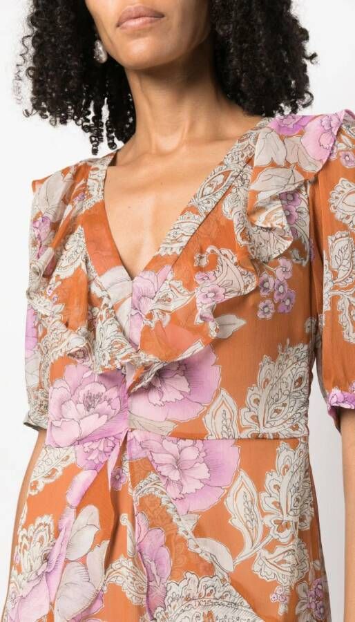 TWINSET Maxi-jurk met bloemenprint Oranje
