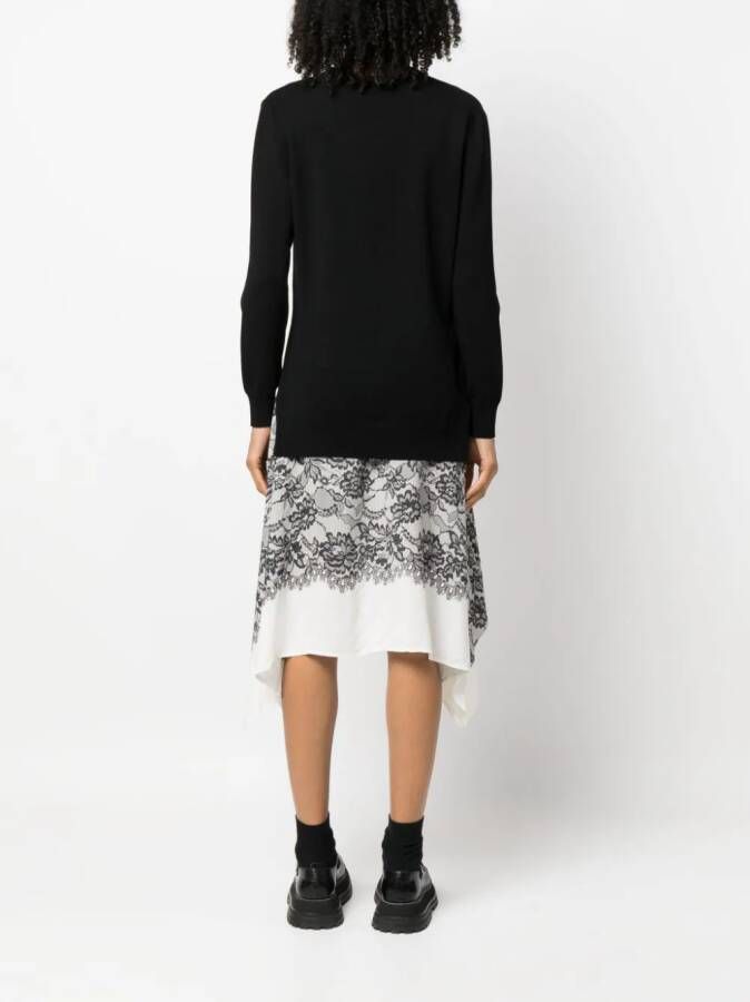 TWINSET Midi-jurk met bloemenkant Zwart
