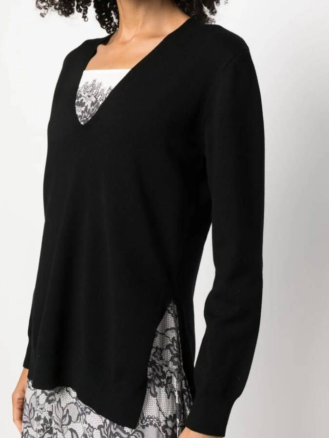 TWINSET Midi-jurk met bloemenkant Zwart