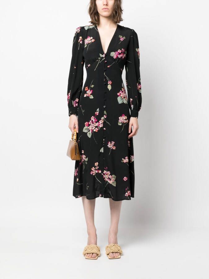 TWINSET Midi-jurk met bloemenprint Zwart