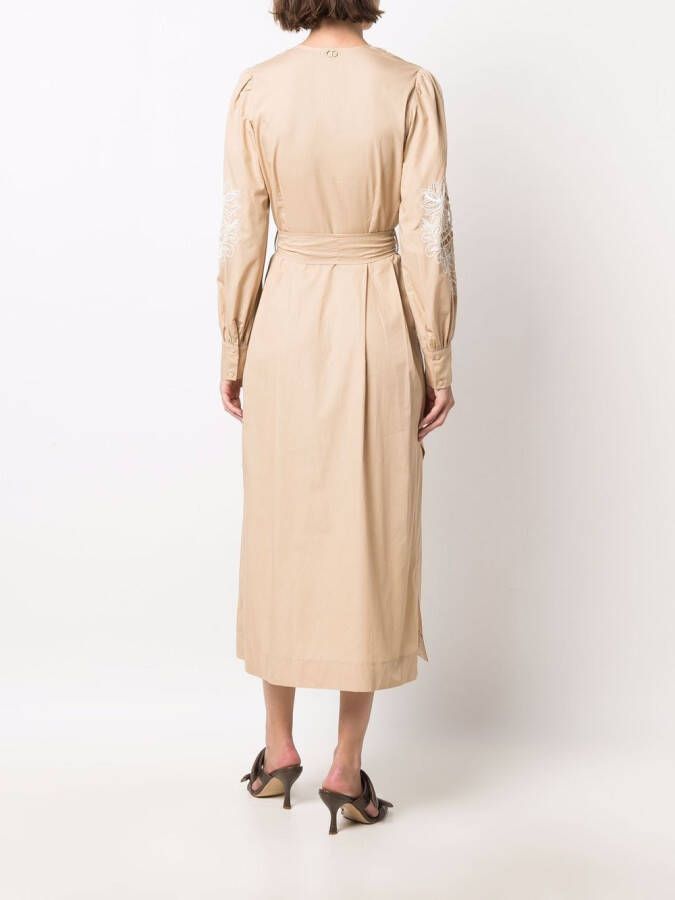 TWINSET Midi-jurk met borduurwerk Beige