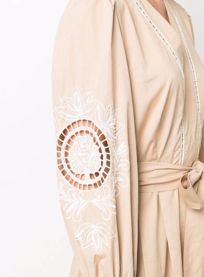 TWINSET Midi-jurk met borduurwerk Beige