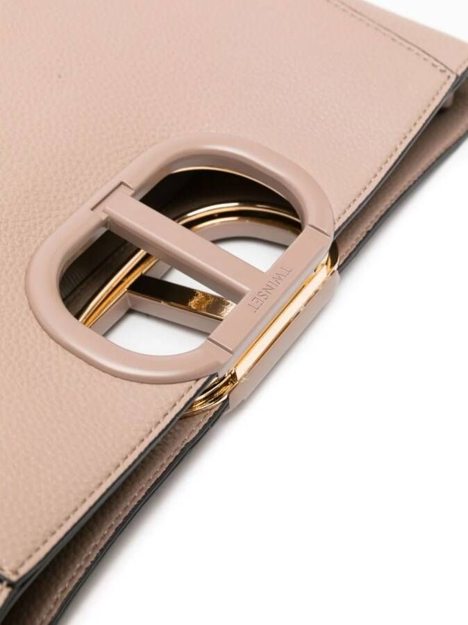 TWINSET Shopper met logoplakkaat Bruin