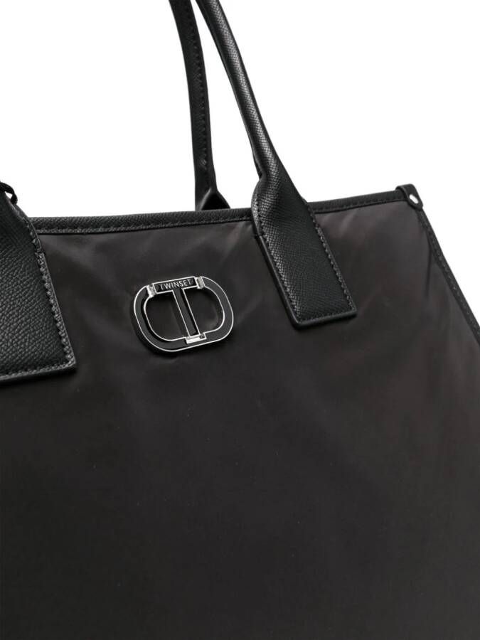 TWINSET Shopper met logoplakkaat Zwart
