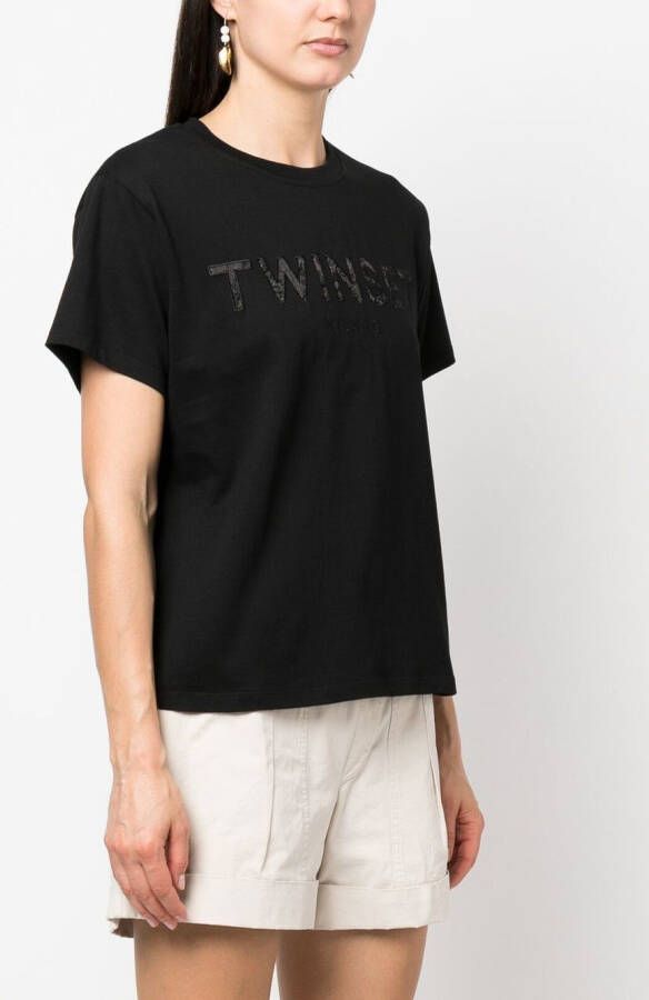 TWINSET T-shirt met logopatch Zwart