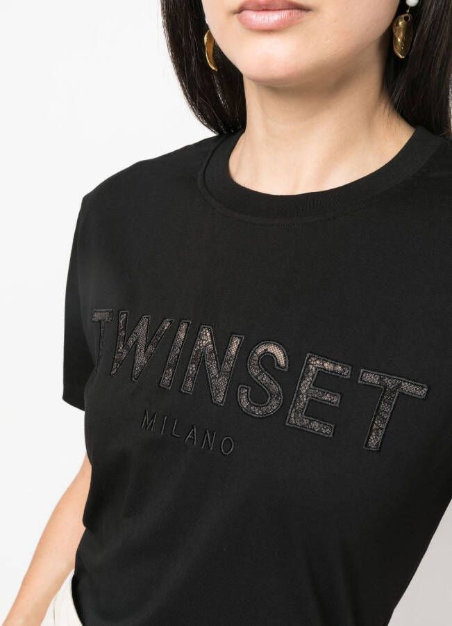 TWINSET T-shirt met logopatch Zwart