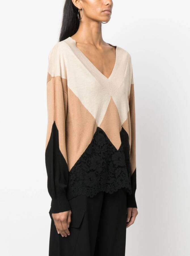 TWINSET Trui met argyle patroon Beige