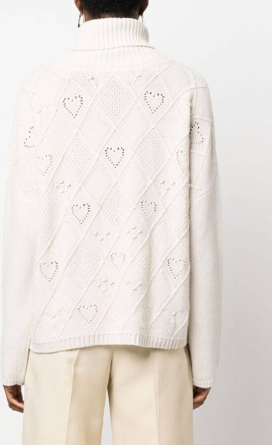 TWINSET x Marco Rambaldi floral-embroidered roll-neck jumper Beige