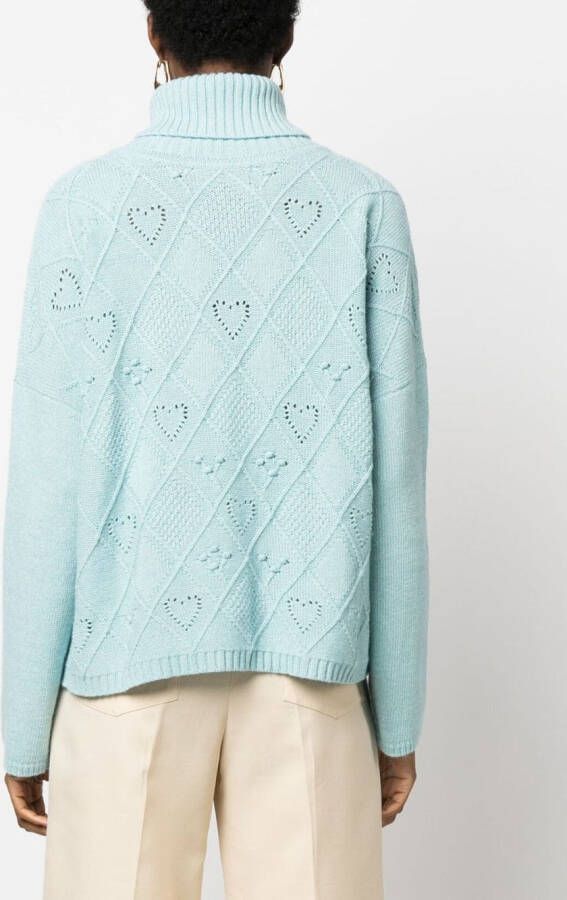 TWINSET x Marco Rambaldi floral-embroidered roll-neck jumper Blauw