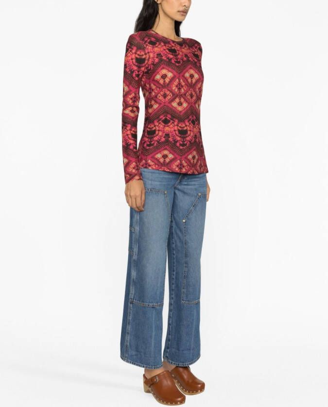 Ulla Johnson T-shirt met abstracte print Roze