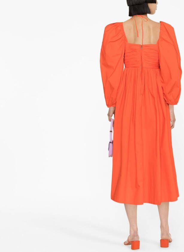 Ulla Johnson Midi-jurk met pofmouwen Oranje