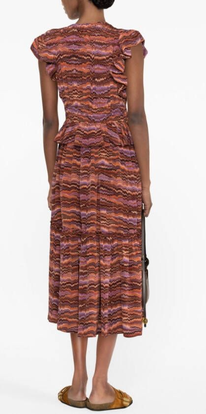 Ulla Johnson Midi-jurk met abstracte print Oranje