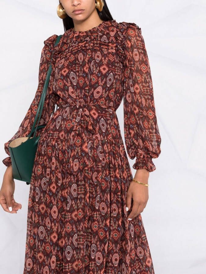 Ulla Johnson Midi-jurk met geometrische print Rood