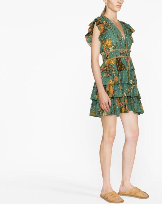 Ulla Johnson Mini-jurk met bloemenprint Groen