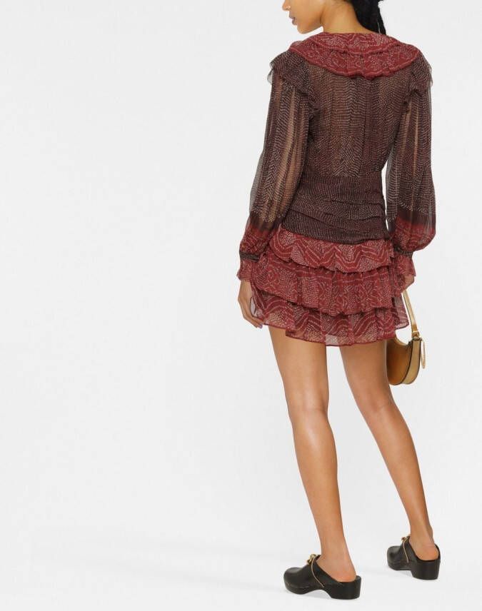 Ulla Johnson Mini-jurk met ruches Rood