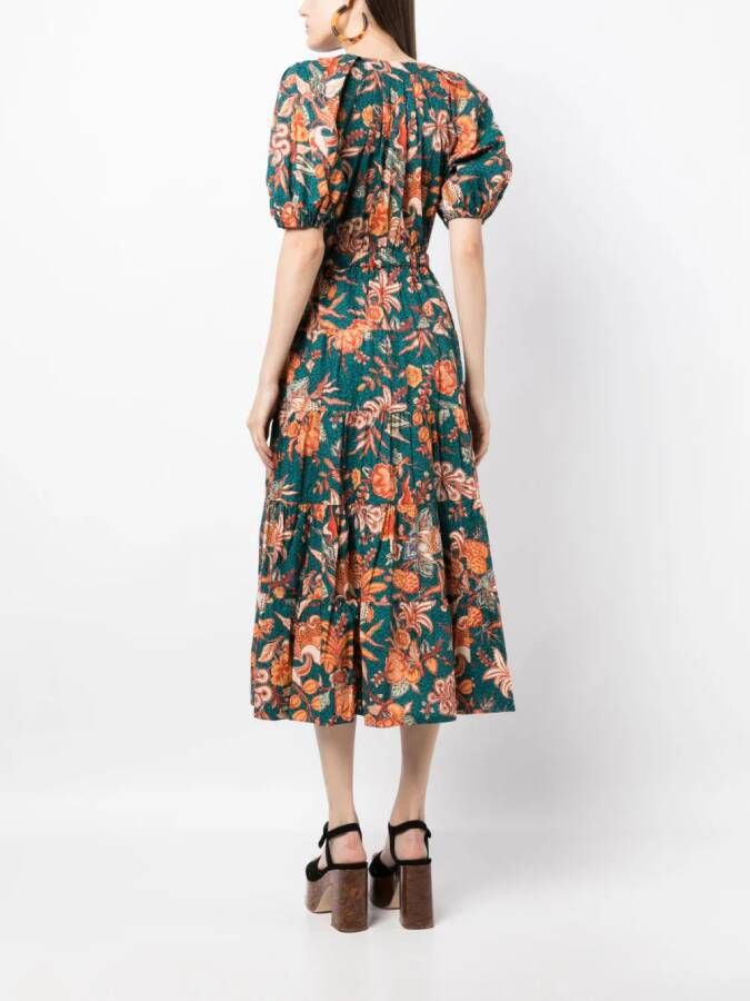 Ulla Johnson Midi-jurk met bloemenprint Groen