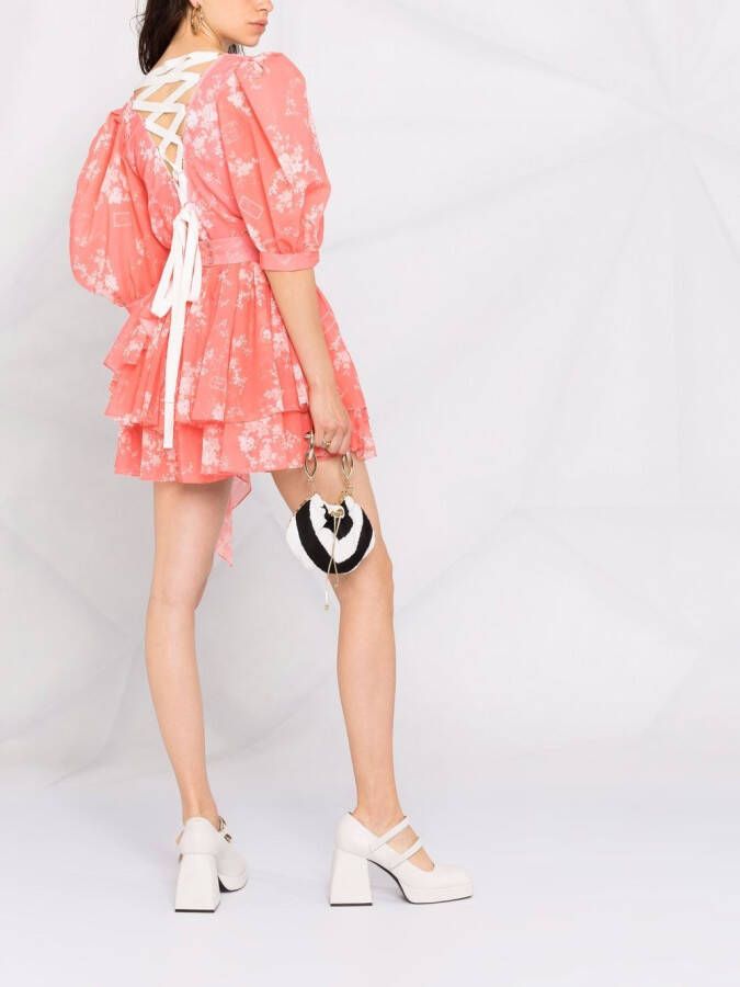 Ulyana Sergeenko Mini-jurk met bloemenprint Rood