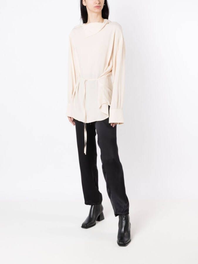 Uma | Raquel Davidowicz Blouse met striksluiting Beige