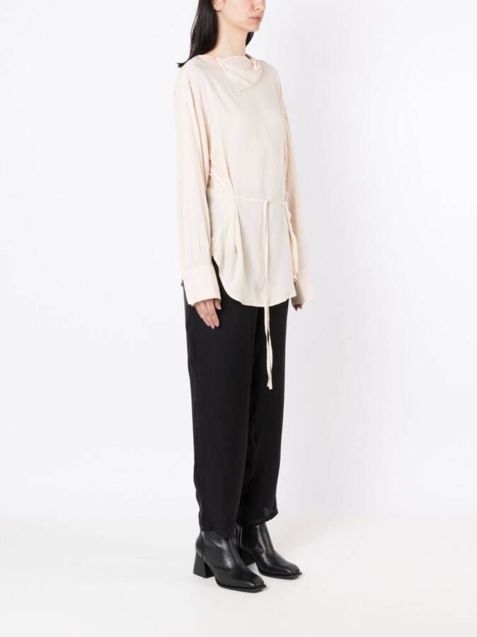 Uma | Raquel Davidowicz Blouse met striksluiting Beige