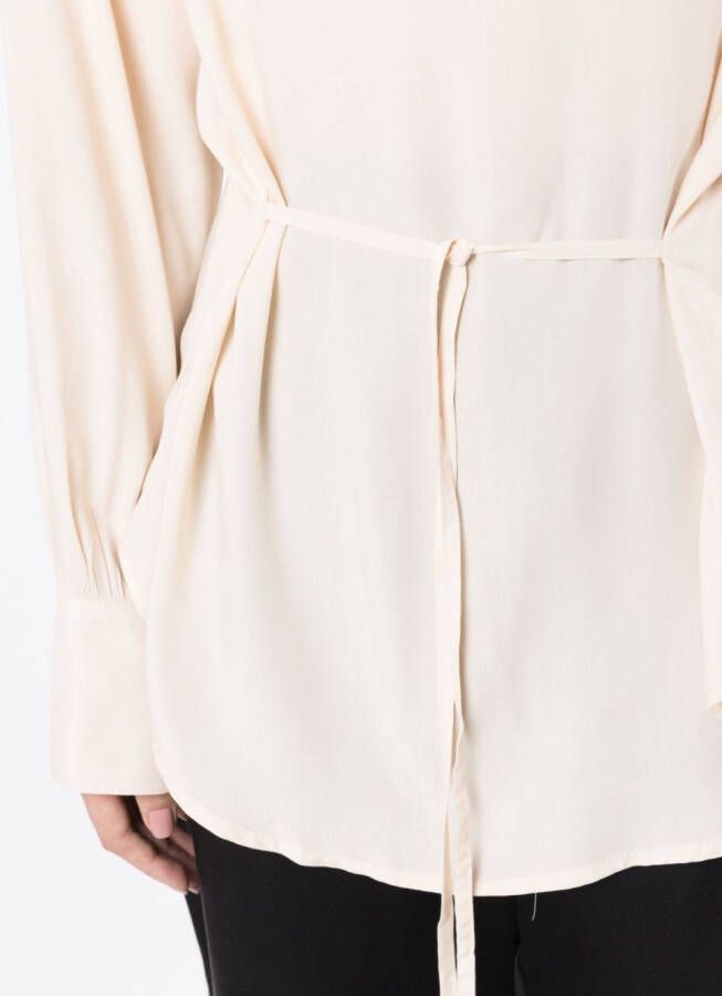 Uma | Raquel Davidowicz Blouse met striksluiting Beige