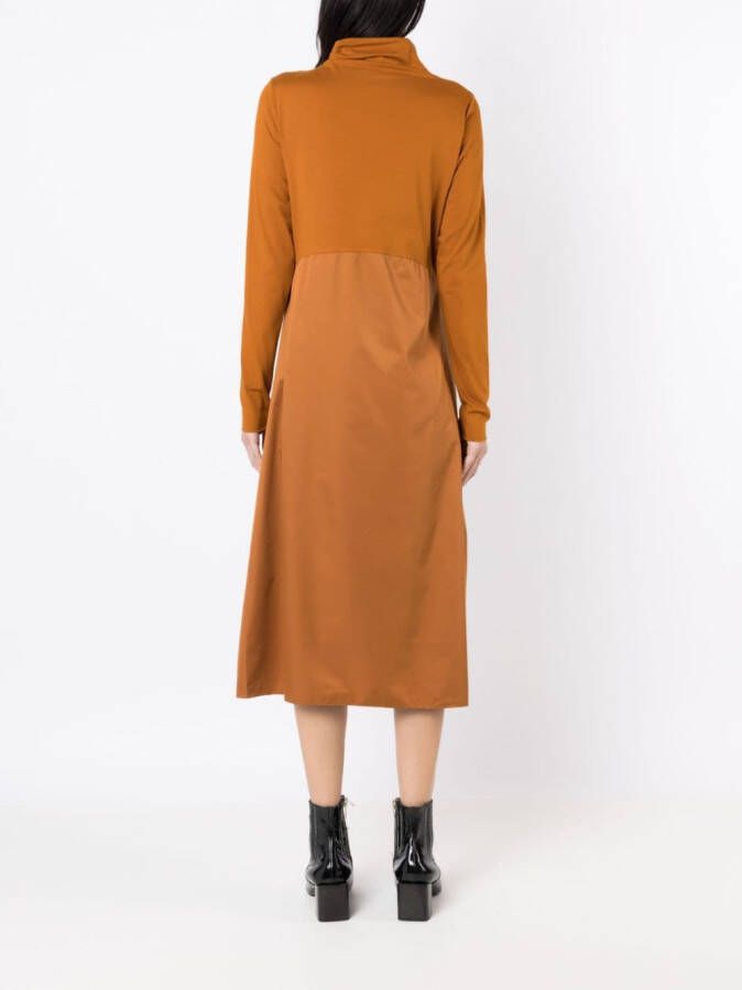 Uma | Raquel Davidowicz Midi-jurk met lange mouwen Bruin
