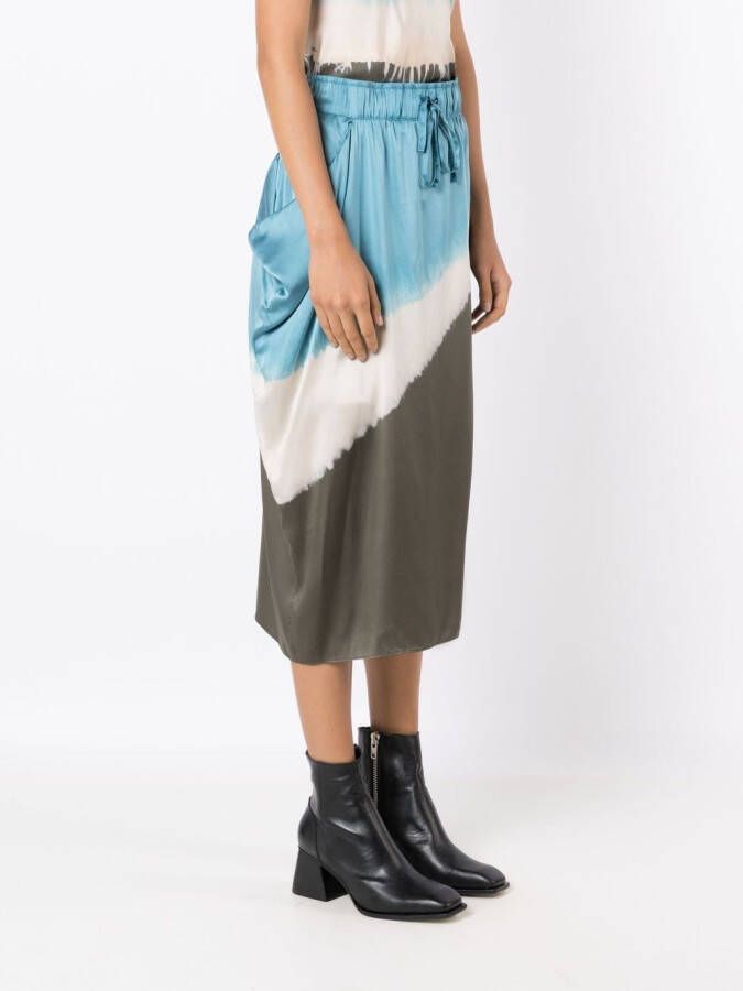 Uma | Raquel Davidowicz Midi-rok met tie-dye print Blauw