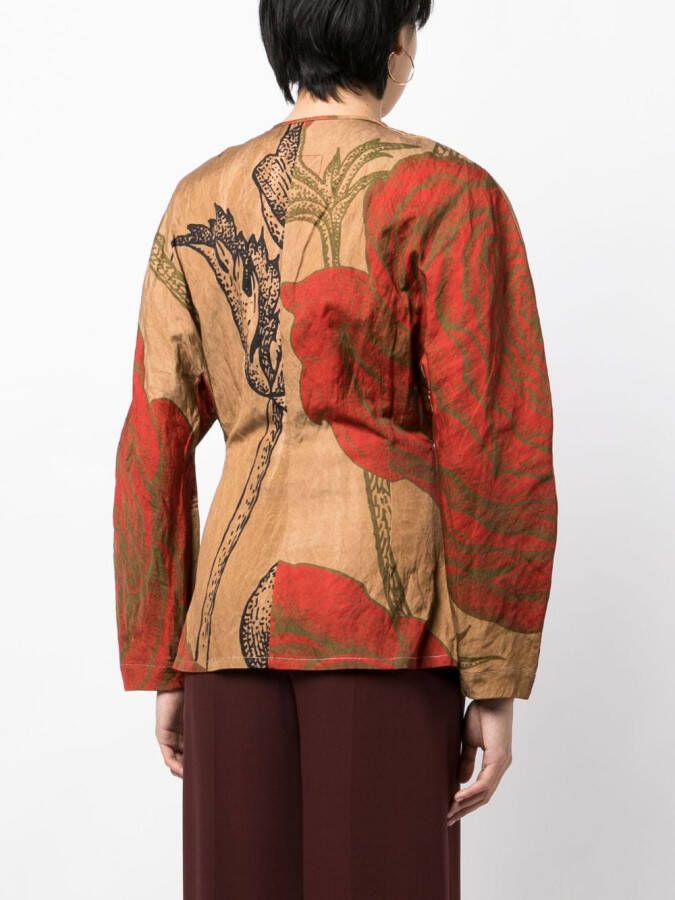 Uma Wang Blouse met bloemenprint Bruin