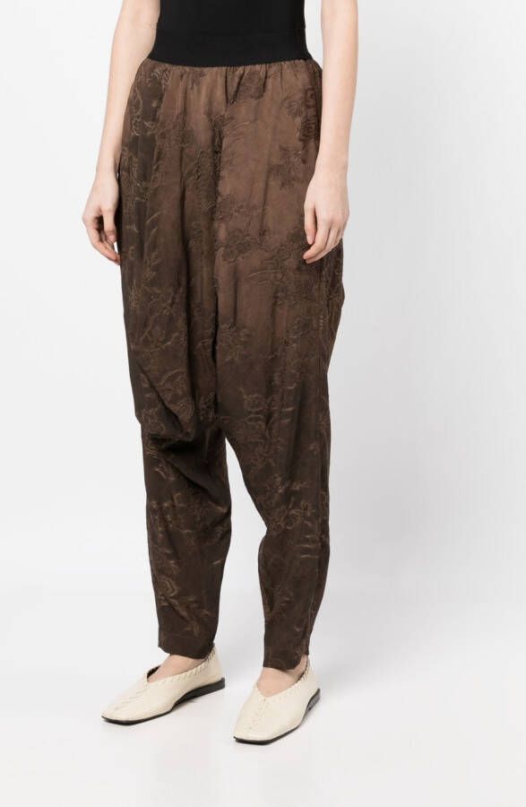 Uma Wang Broek met geborduurde bloemen Bruin