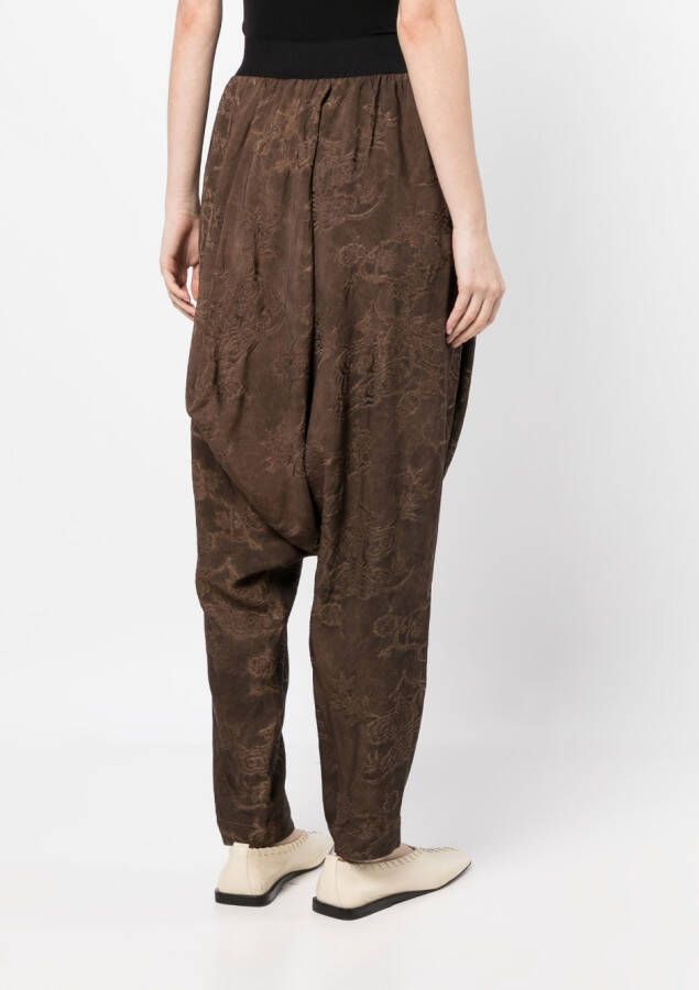 Uma Wang Broek met geborduurde bloemen Bruin