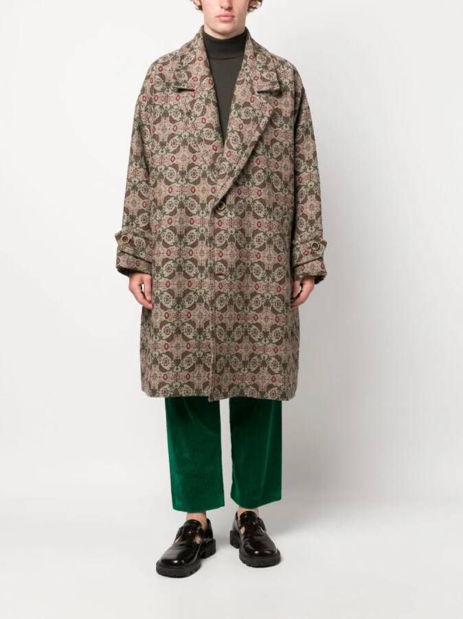 Uma Wang Jas met grafische print Beige