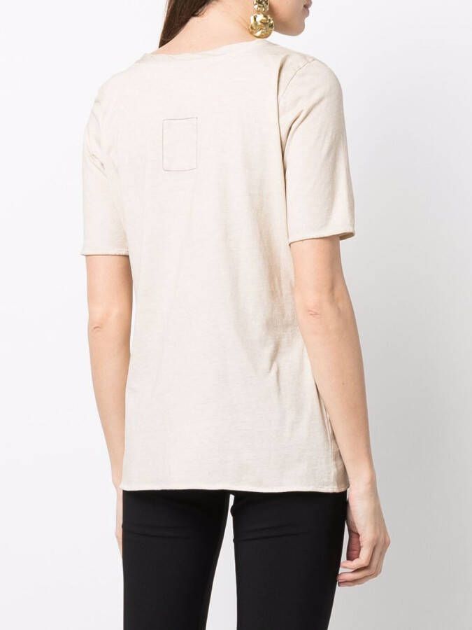 Uma Wang T-shirt met diepe ronde hals Beige