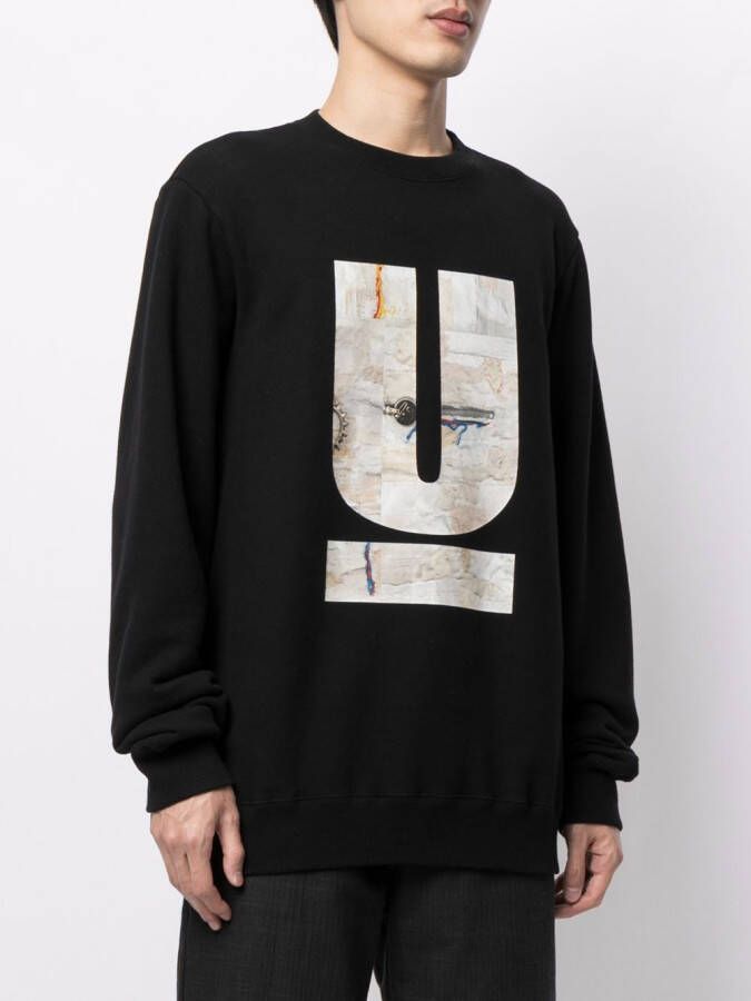 Undercover Sweater met geborduurd logo Zwart