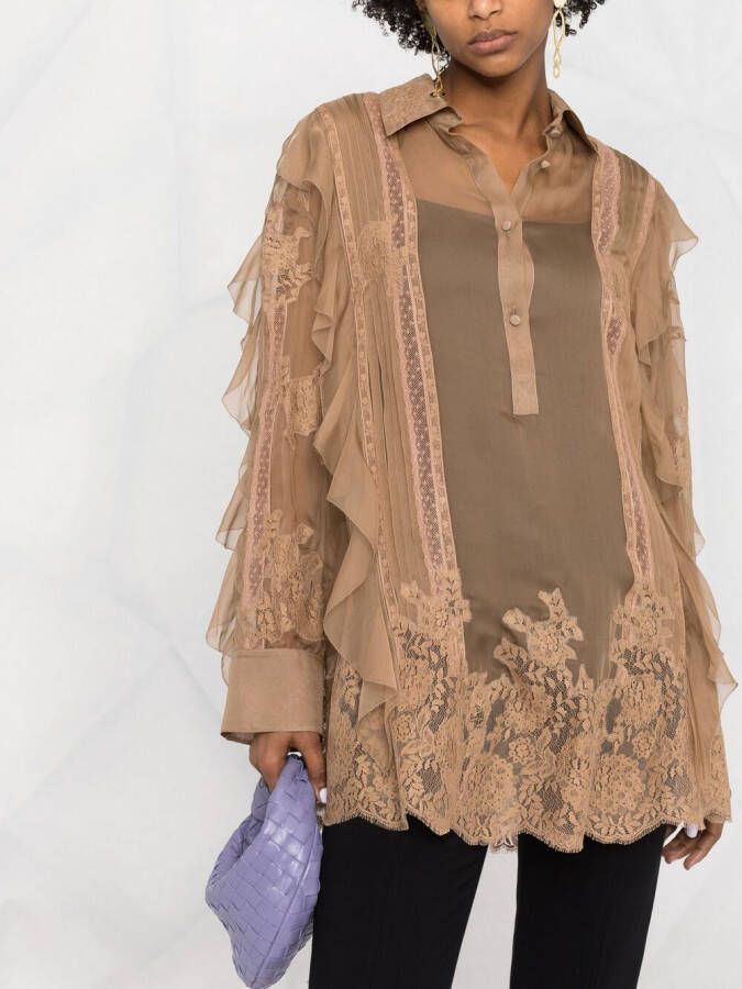 Valentino Garavani Blouse met ruches Beige