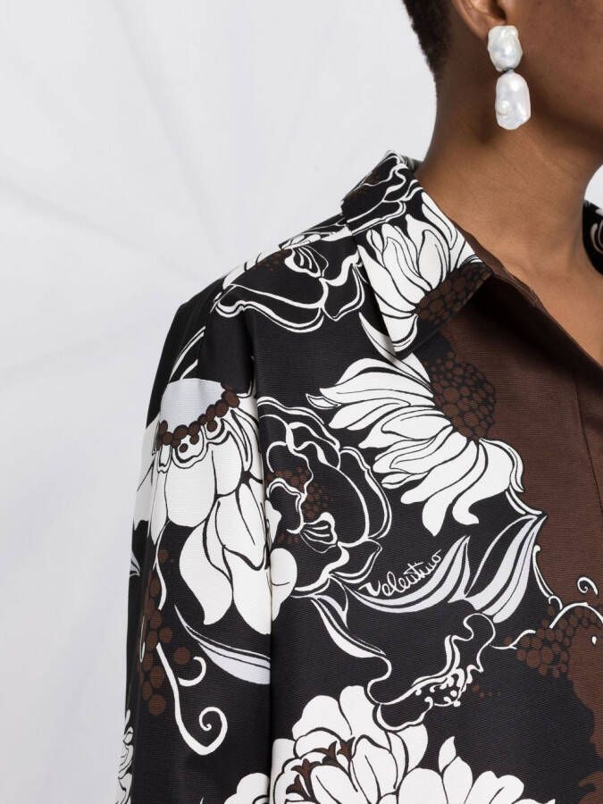 Valentino Garavani Blousejurk met bloemenprint Bruin