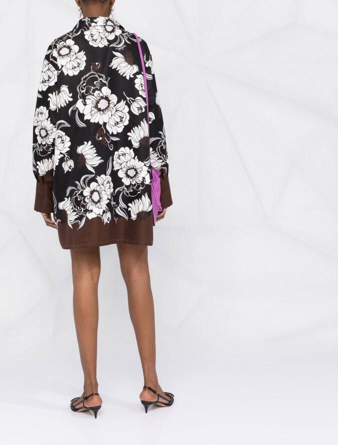 Valentino Garavani Blousejurk met bloemenprint Bruin