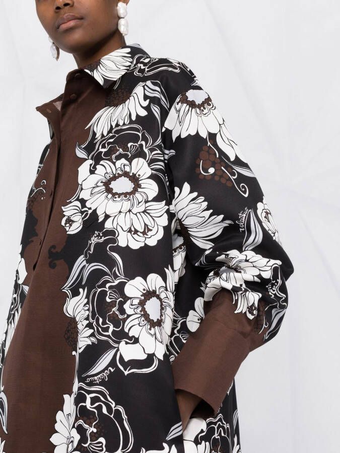 Valentino Garavani Blousejurk met bloemenprint Bruin