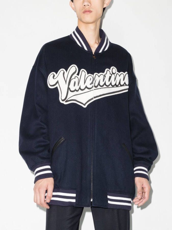 Valentino Garavani Bomberjack met geborduurd logo Blauw