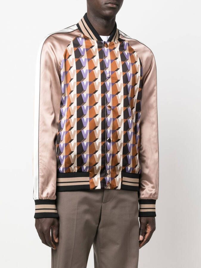 Valentino Garavani Bomberjack met geometrische print Beige