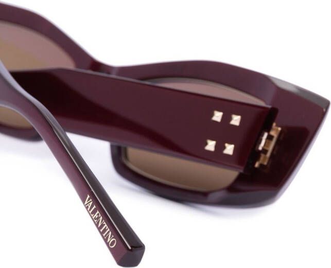 Valentino Eyewear Zonnebril met rechthoekig montuur Rood