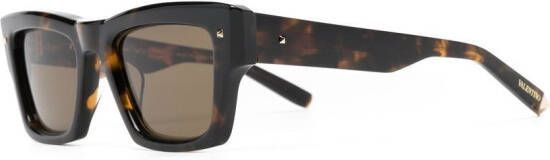 VALENTINO GARAVANI EYEWEAR Rockstud zonnebril met vierkant montuur Bruin