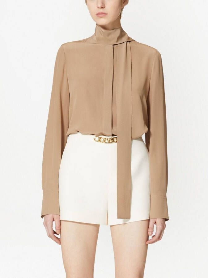 Valentino Garavani Blouse met sjaaldetail Beige