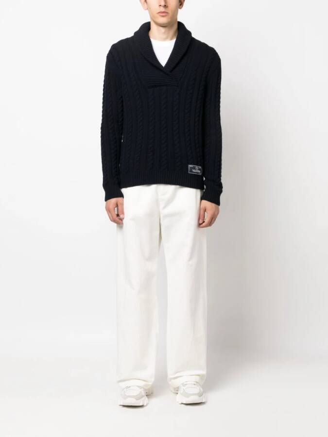 Valentino Garavani Kabelgebreide trui Blauw