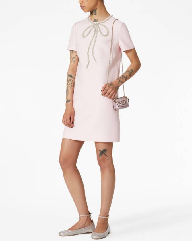 Valentino Garavani Crepe Couture mini-jurk met borduurwerk Roze