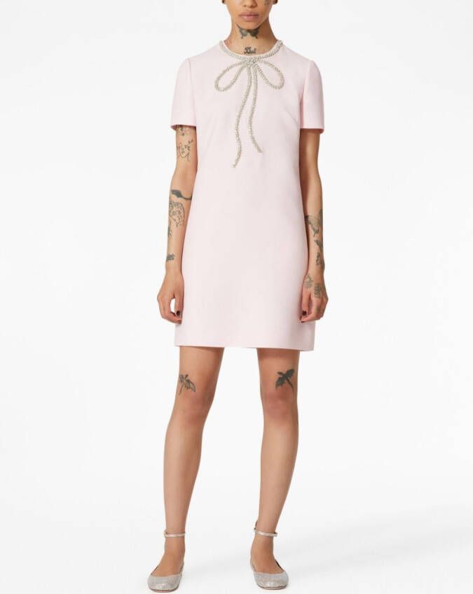 Valentino Garavani Crepe Couture mini-jurk met borduurwerk Roze